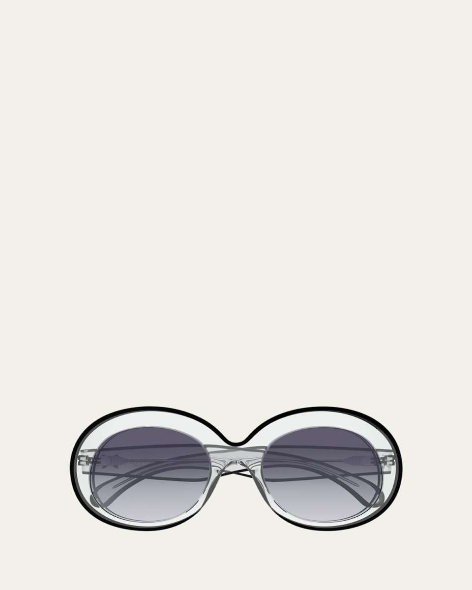 Clear Contrasting Round Acetate Sunglasses